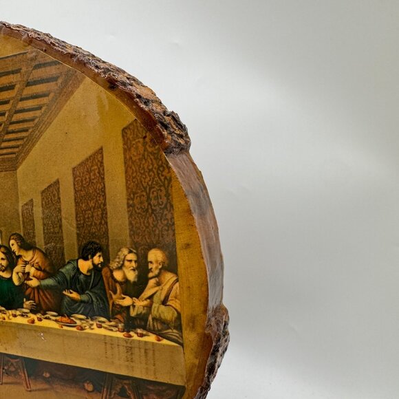 The Last Supper Laquered Wood Wall Art Religious Rustic Home Decor Litho 11 x 9 - Picture 5 of 12